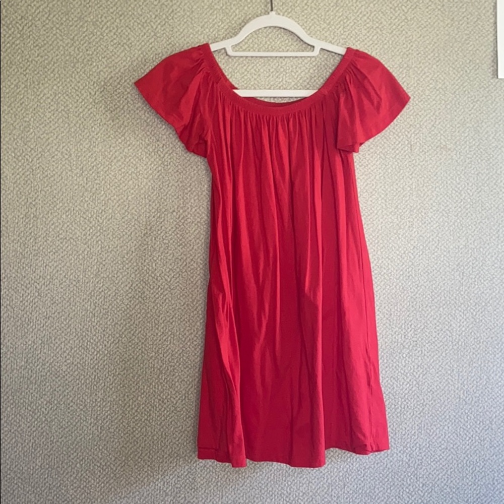 Red off the shoulder dress